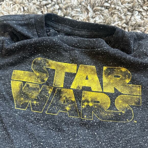 Star Wars Logo T Shirt Slub Knit Toddler Boys 4T 4 Gray Grey - Picture 3 of 4